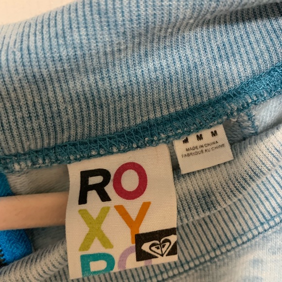 Turquoise colored Roxy scoop neck sweatshirt - Picture 3 of 5